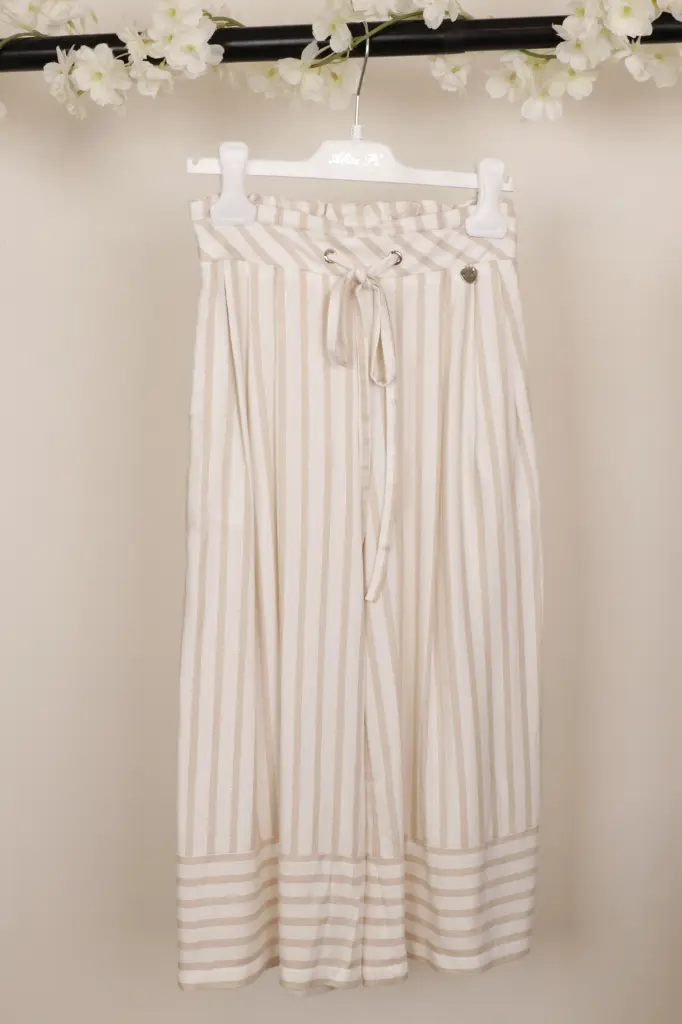 ALICE PI - Pantalon ligné ivoir et beige