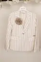 ALICE PI - Veste Lignée Ivoir et beige avec fleur
