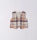 MINIBANDA - Gilet ss manche Carreaux Beige/Bleu
