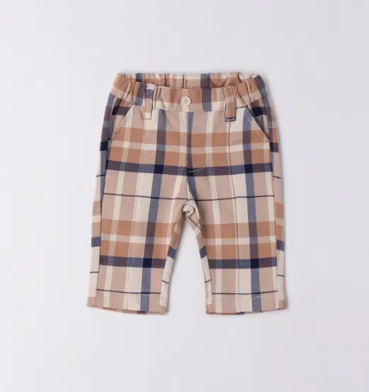 MINIBANDA - Pantalon Carreaux Beige/Bleu 