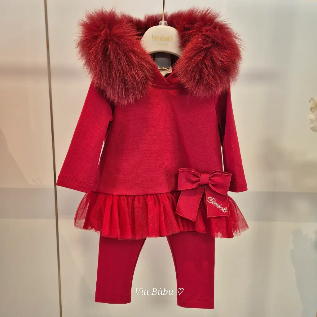 [7862-1] BIMBALO - CASACCA +LEGGING Rosso (12 mois)