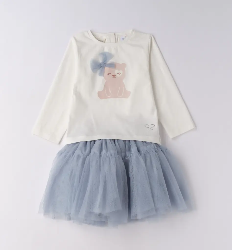 [0.F371/00 3825] SARABANDA - Ensemble jupe tulle + Blouse Nœud Bleu (12M)