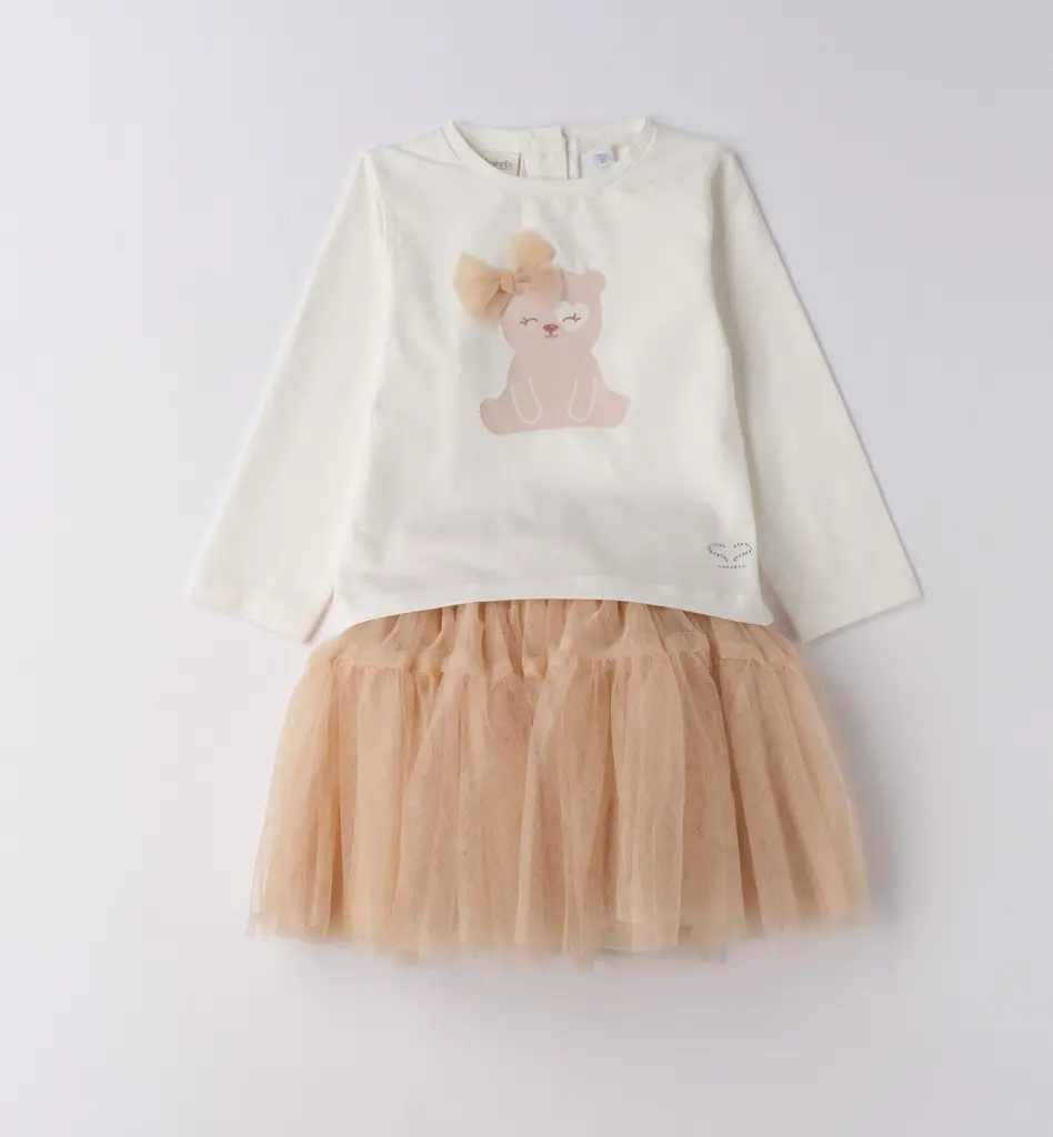 SARABANDA - Ensemble jupe tulle + Blouse Nœud Beige