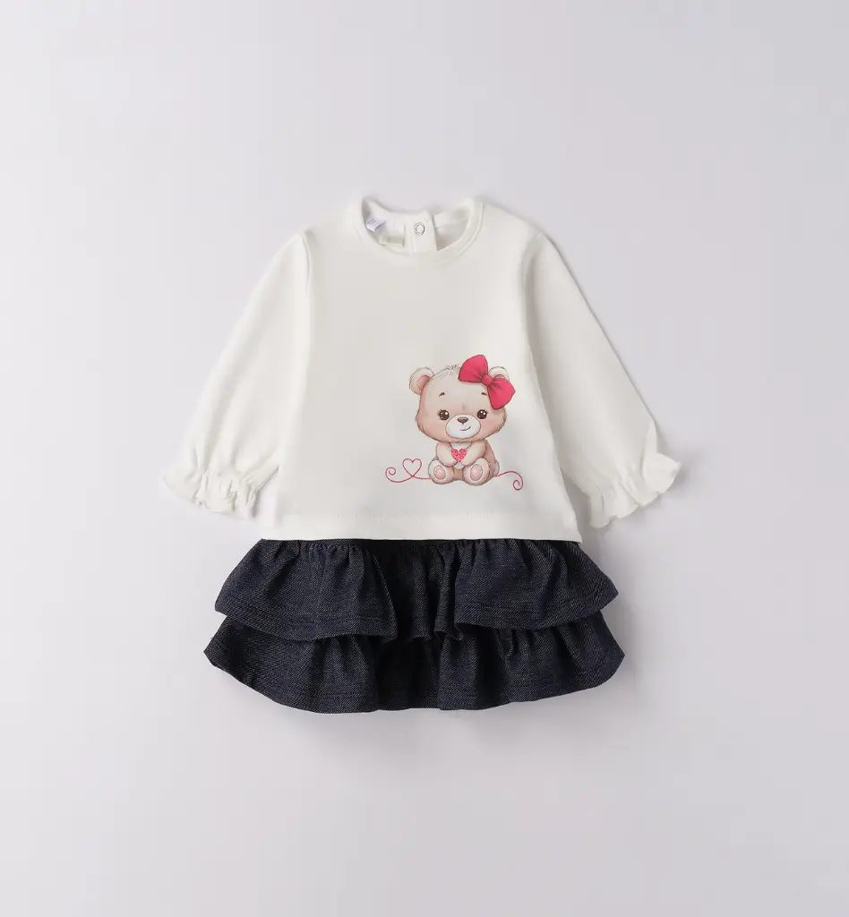 IDO - ENSEMBLE BB FILLE JUPE DENIM + BLOUSE