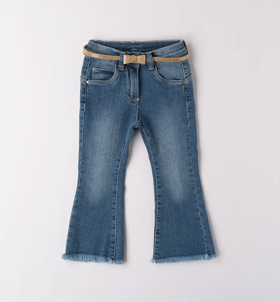 IDO - JEANS FLARE + CEINTURE Doré