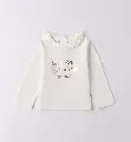 MINIBANDA - T-Shirt col Claudine Cœur Ecru