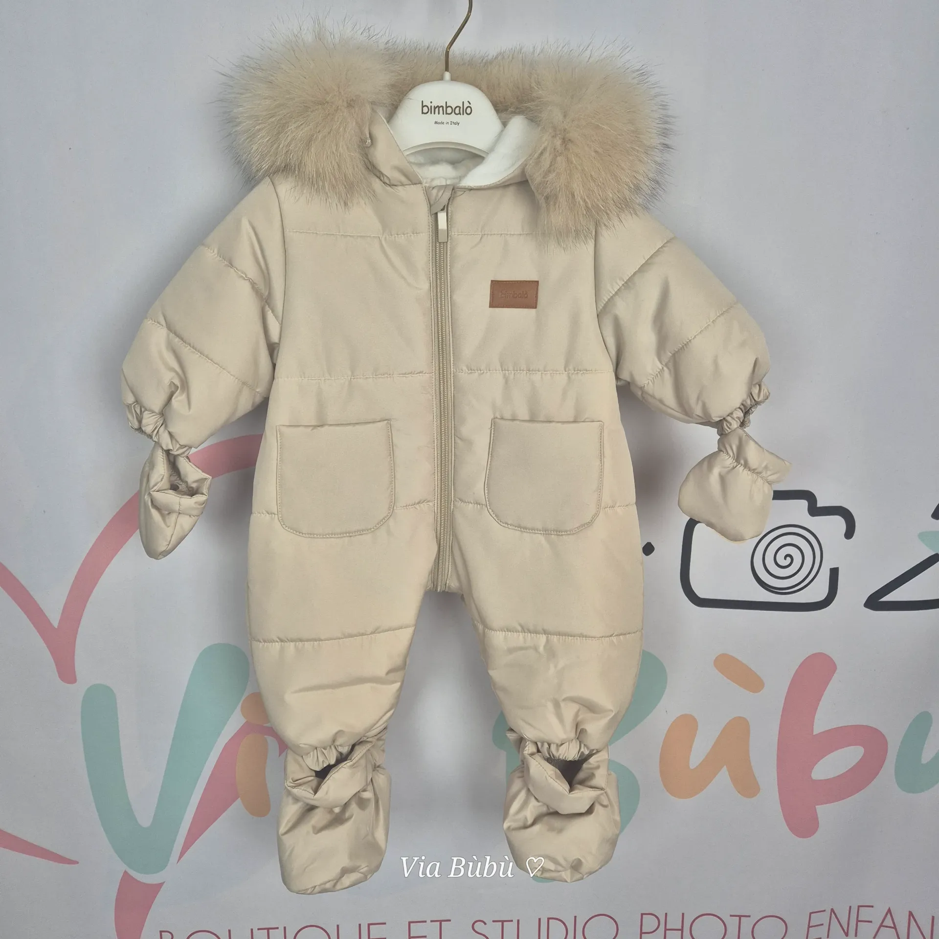 [7844-6M] BIMBALO - Combinaison complète Fourrure Beige (6mois)