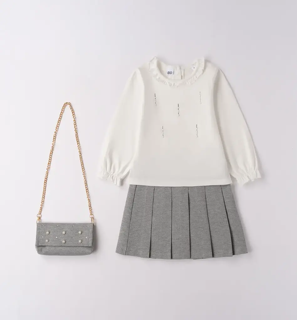 IDO - Jupe Plissée Gris Perle (3A)