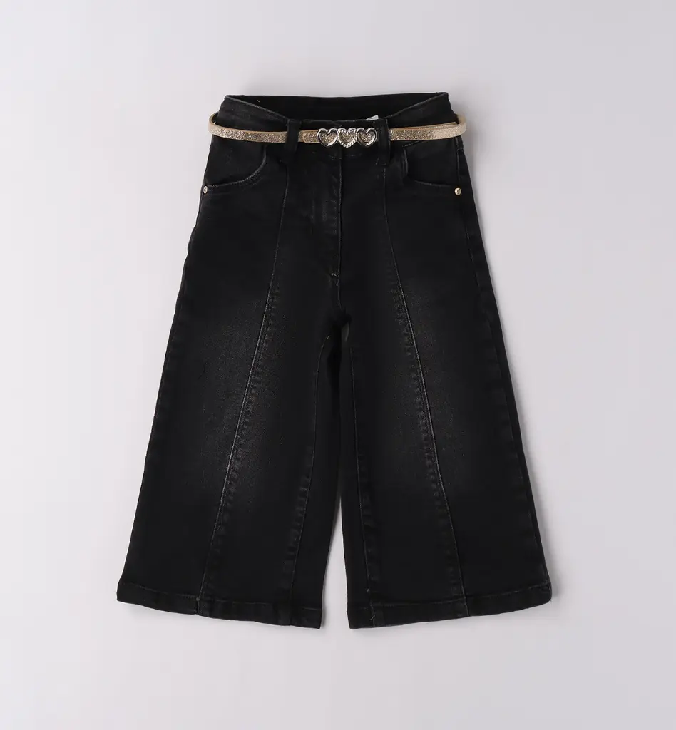 SARABANDA - Jean large Noir + Ceinture Strass (24M)