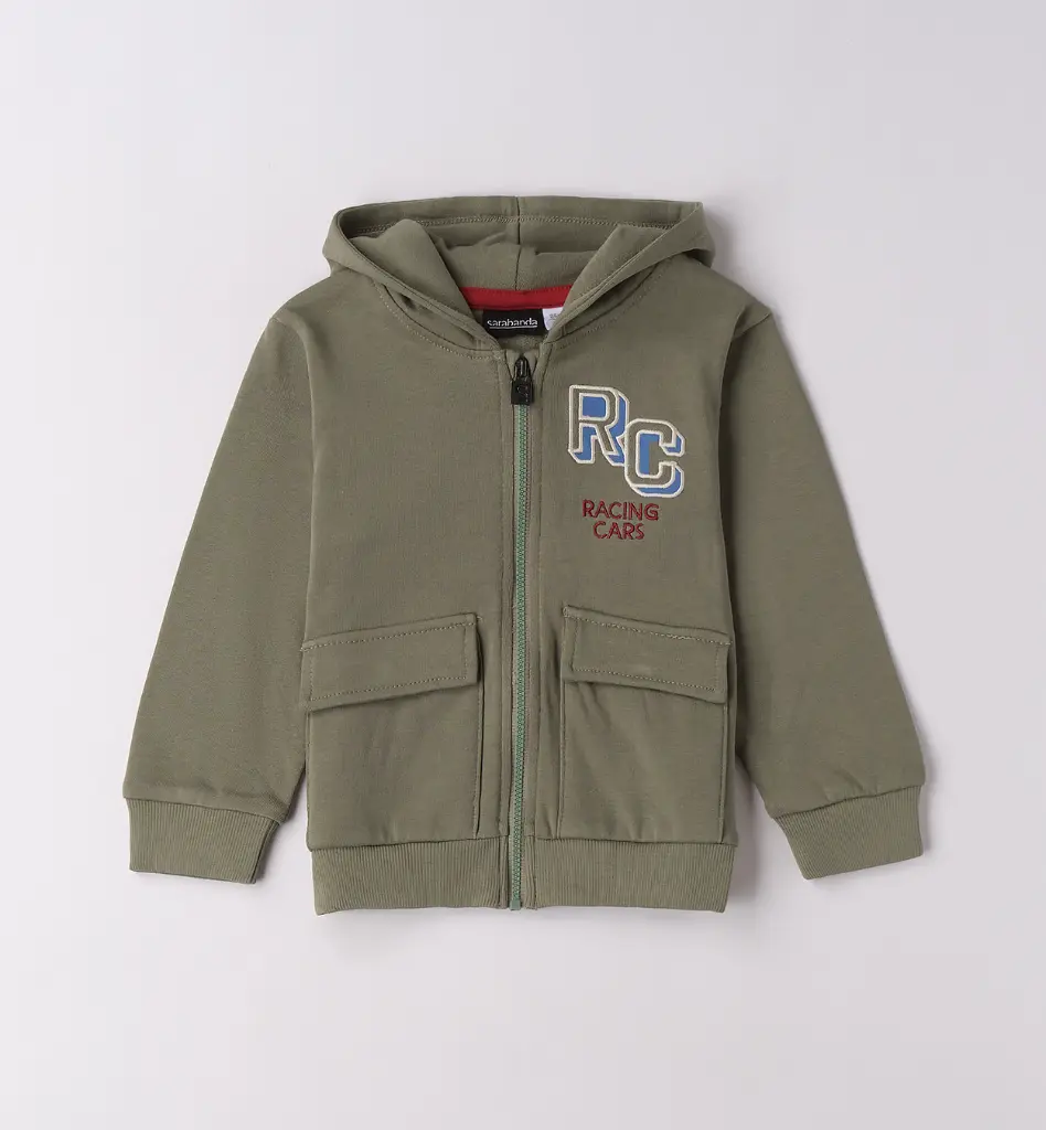 SARABANDA - Sweat Zippé à Capuche Vert sauge