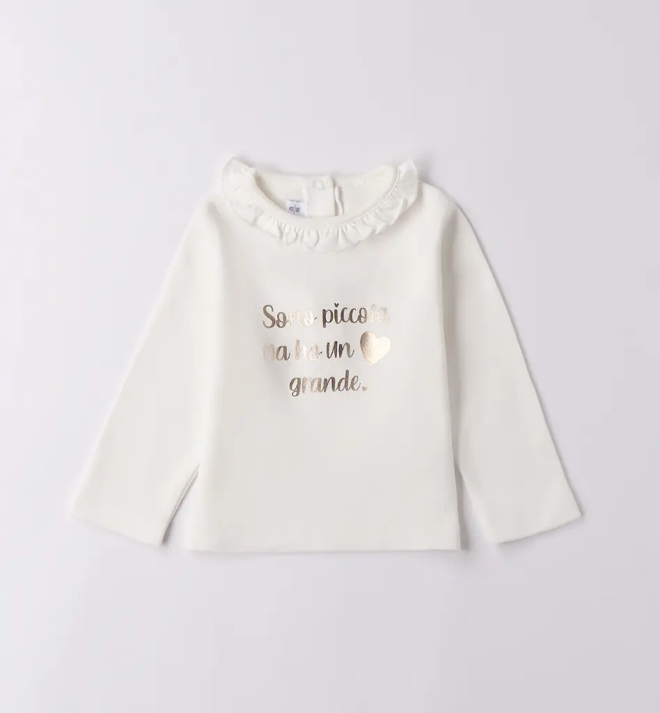 MINIBANDA - T-Shirt col Claudine Cœur Ecru 