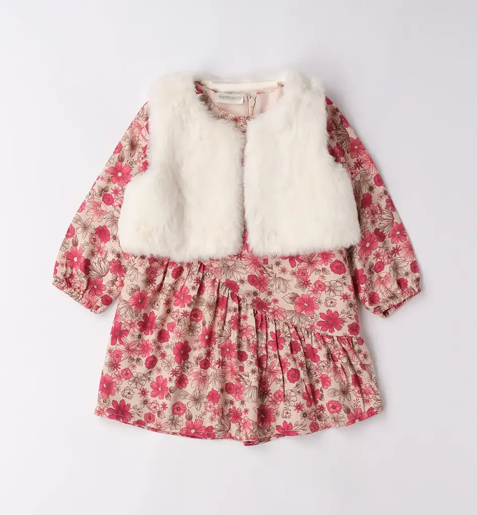 SARABANDA - Robe Fleurie ROSE ET BEIGE