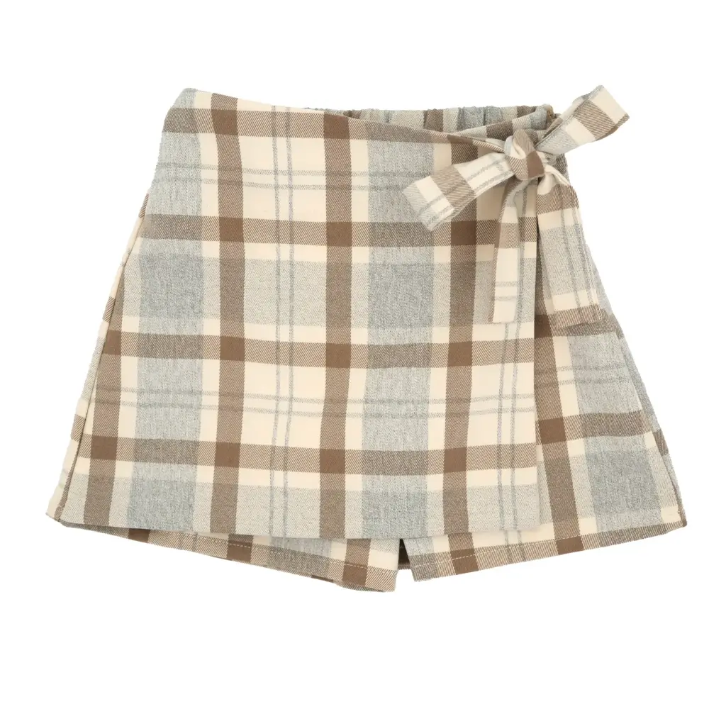 MAGIL - Fille - Jupe-short Carreaux Ciel/marron/beige