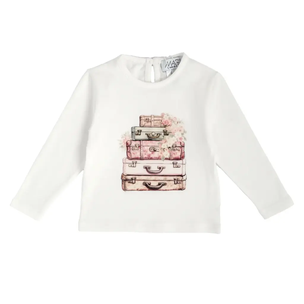 MAGIL - Fille - T-shirt BB écru Valise (6M-18M)