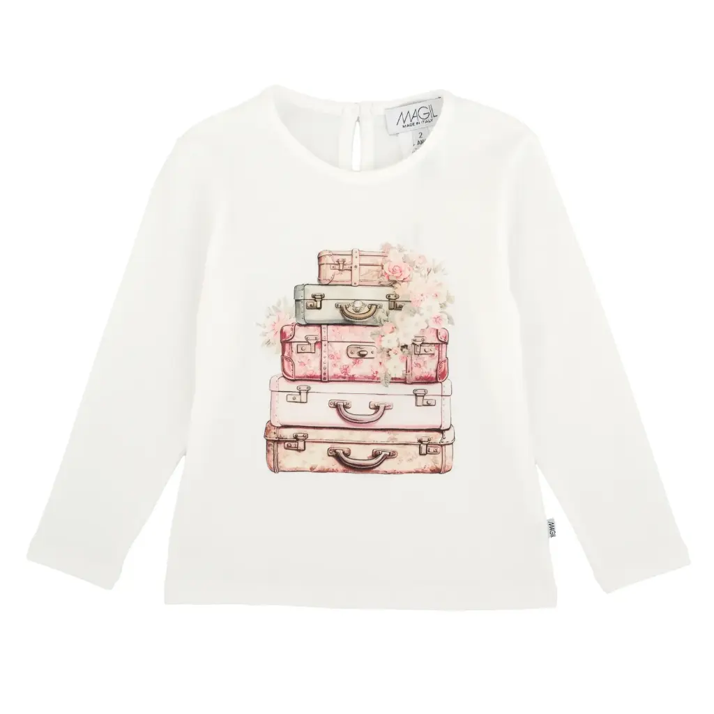 MAGIL - Fille - T-shirt écru Valise (2A-4A)