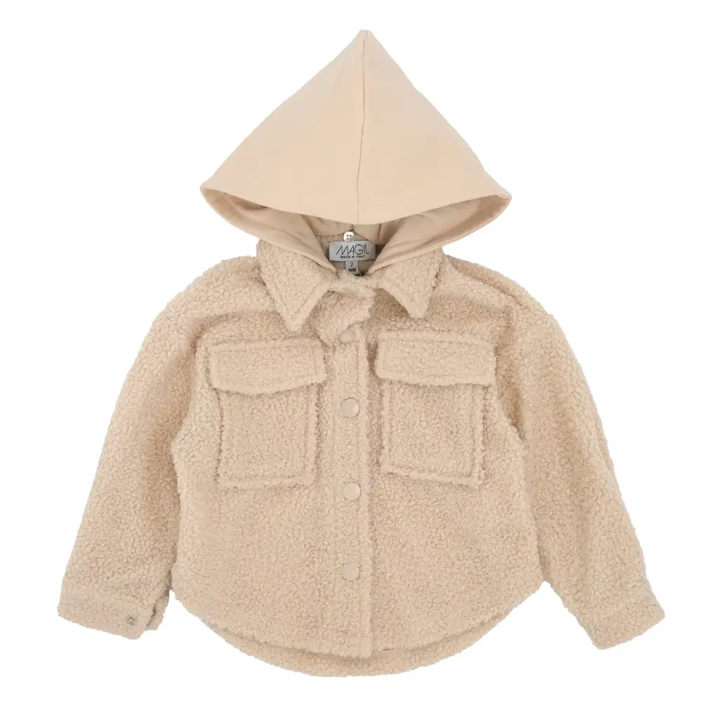 MAGIL - Fille - Veste Velour à Capuche Beige