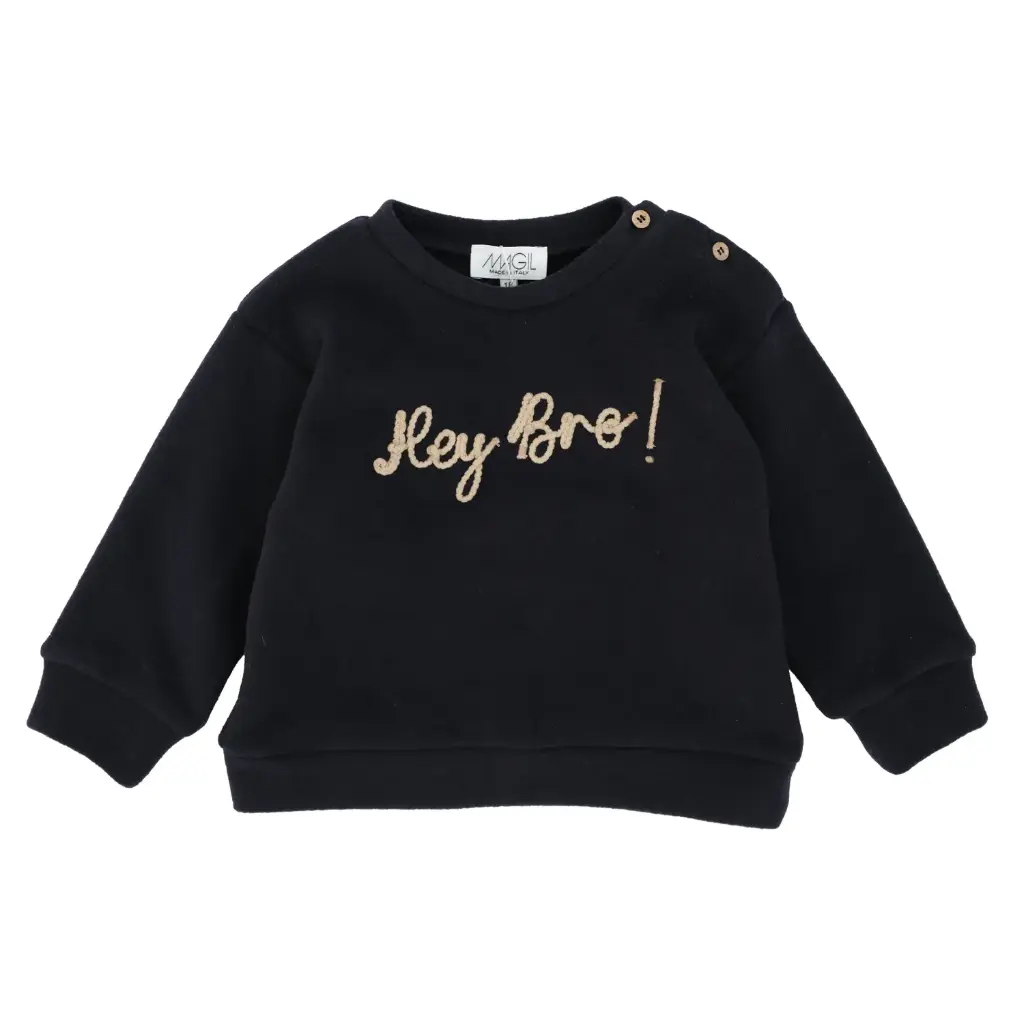 [IN11053-12M] MAGIL - Garçon - Sweat  bleu marine "Hey Bro!" (12 mois)