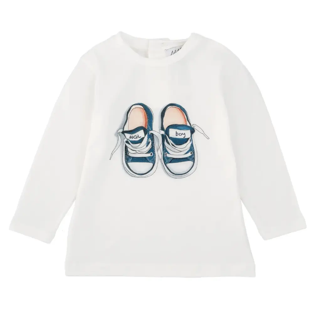 MAGIL - Garçon - T-Shirt Blanc Basket Bleue