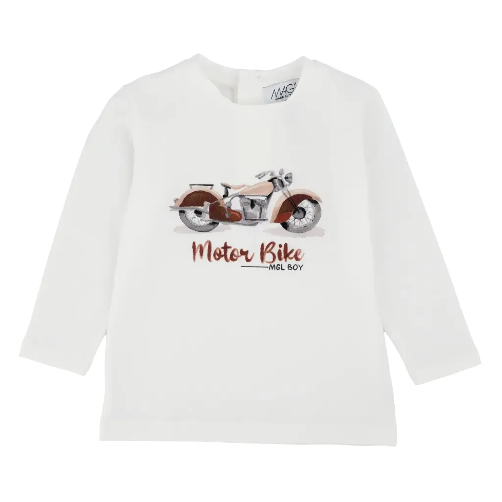 MAGIL - Garçon - T-Shirt Blanc Motor Bike 