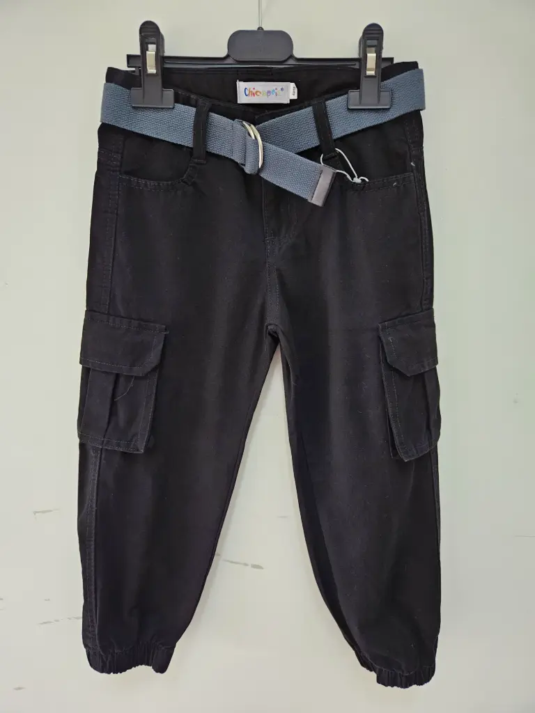 [FG23012-2-2] CHICAPRIE - PANTALON CARGO NOIR (2ans)