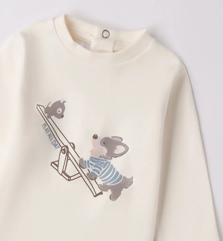 MINIBANDA - T-ShirtT Ecru Chien Balançoire (6mois)