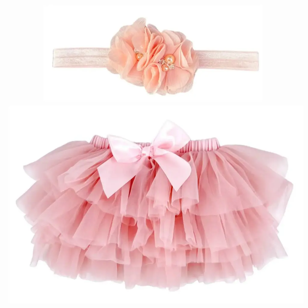 [MAY029] Tutu en tulle + bandeau ROSE (50/56)