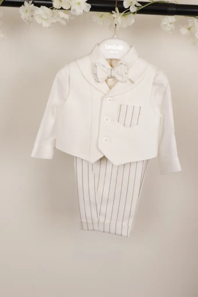 BIMBALO - Ensemble garçon Short ligné beige (6 mois)