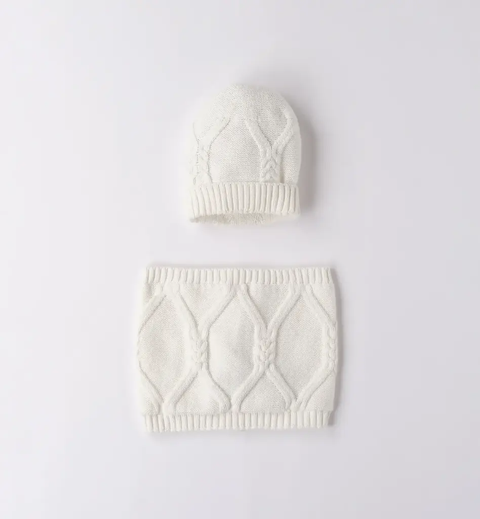[0.F934-0112] SARABANDA - Bonnet + Snood Tricot (Beige, XS (2-3ans))