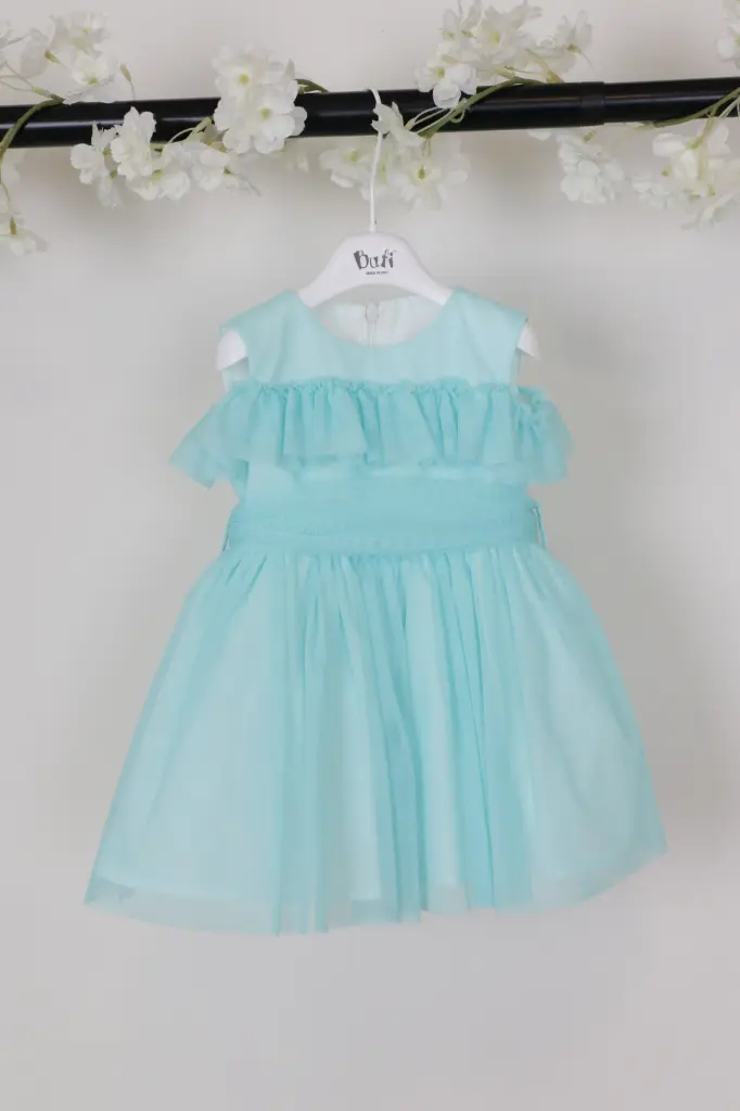 [B03463A-6M] BUFI - Robe en Voile Turquoise - 6M/3A (6mois)