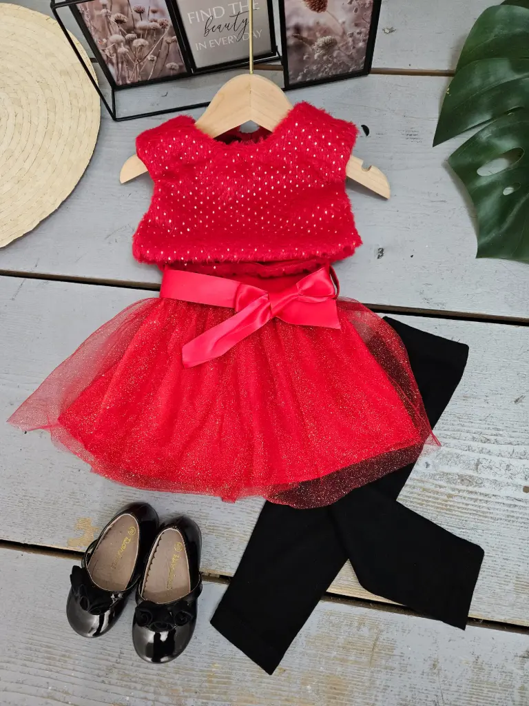 CHICAPRE   - Robe à Paillette Rouge (6 mois)