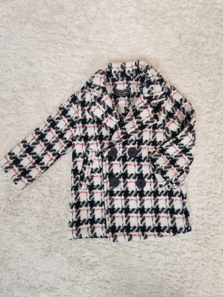 CHICAPRE - Manteau carreaux Fille -Rouge et Noir