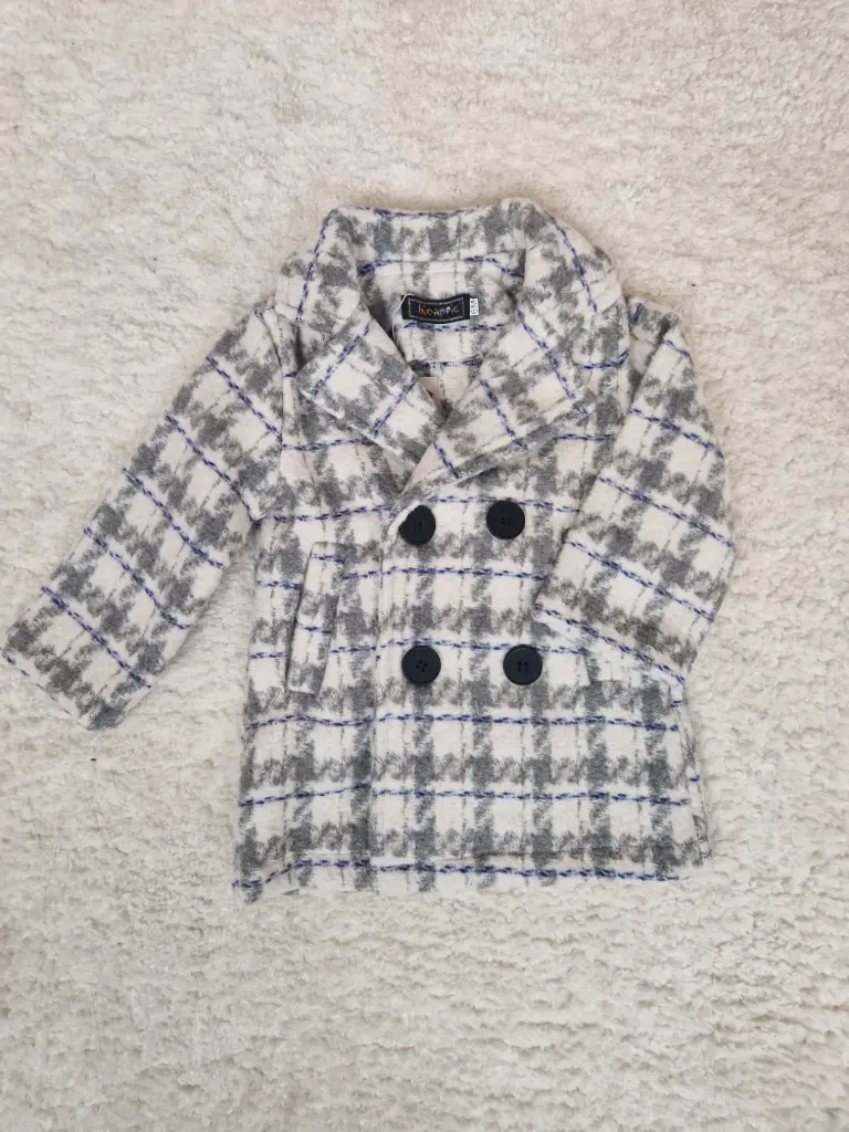 CHICAPRE - Manteau carreaux Gris et bleu (6 mois)