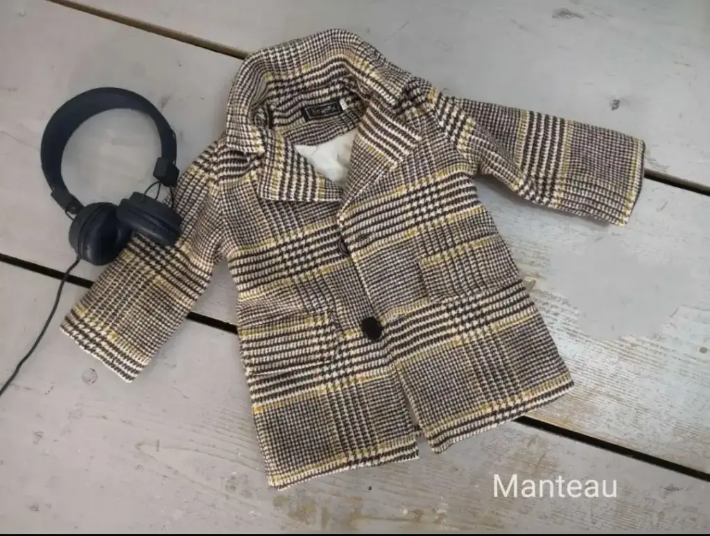 CHICAPRE - Manteau carreaux garçon beige/jaune
