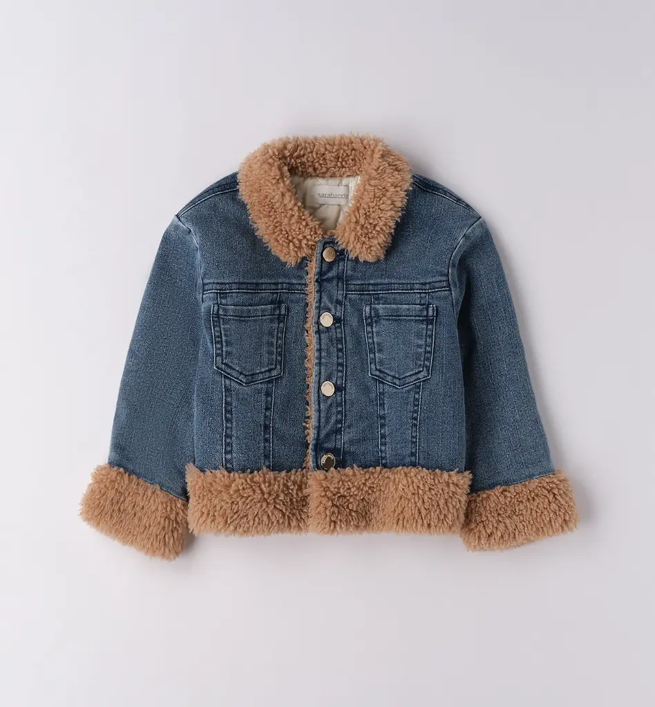 SARABANDA - Veste en jeans Doublée col/Manches Teddy (2A)
