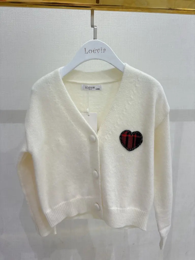 GILET ECRU CŒUR  (4ans)