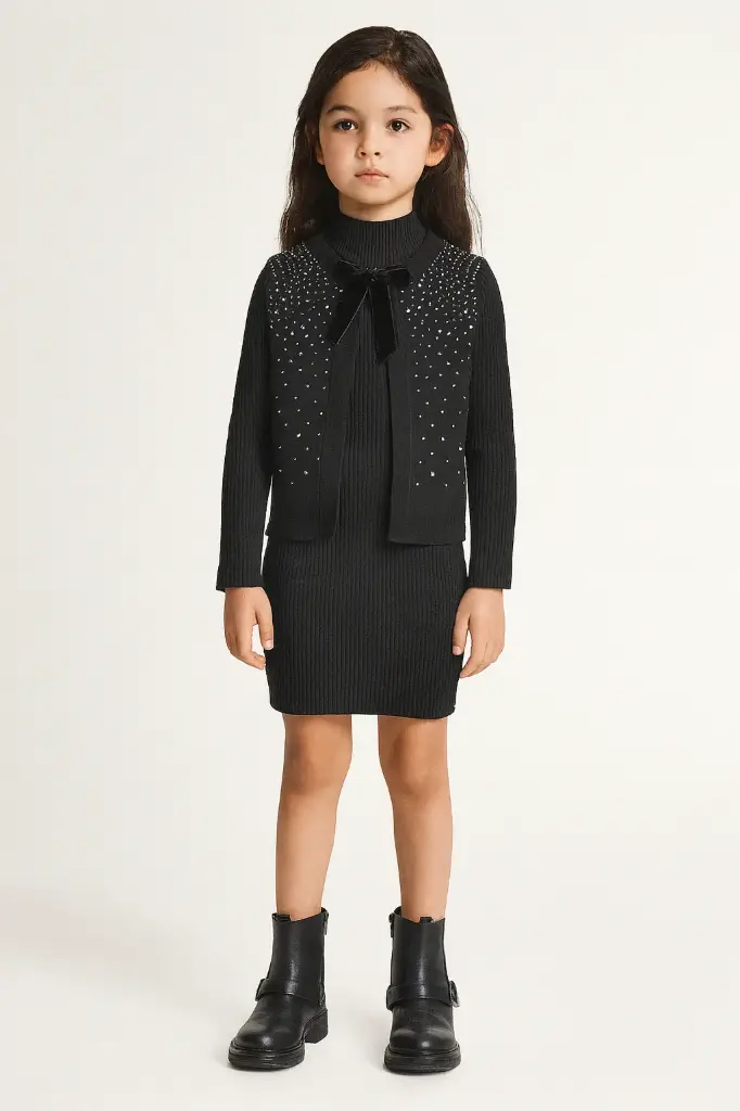 [2006] ROBE + GILET STRASS NOIR (4ans)