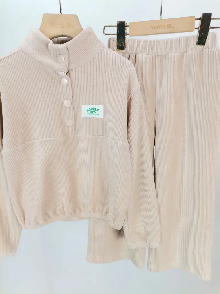 [M516-BEIGE] YOYO S - ENSEMBLE DÉTENTE VELOUR BEIGE (4 ans)