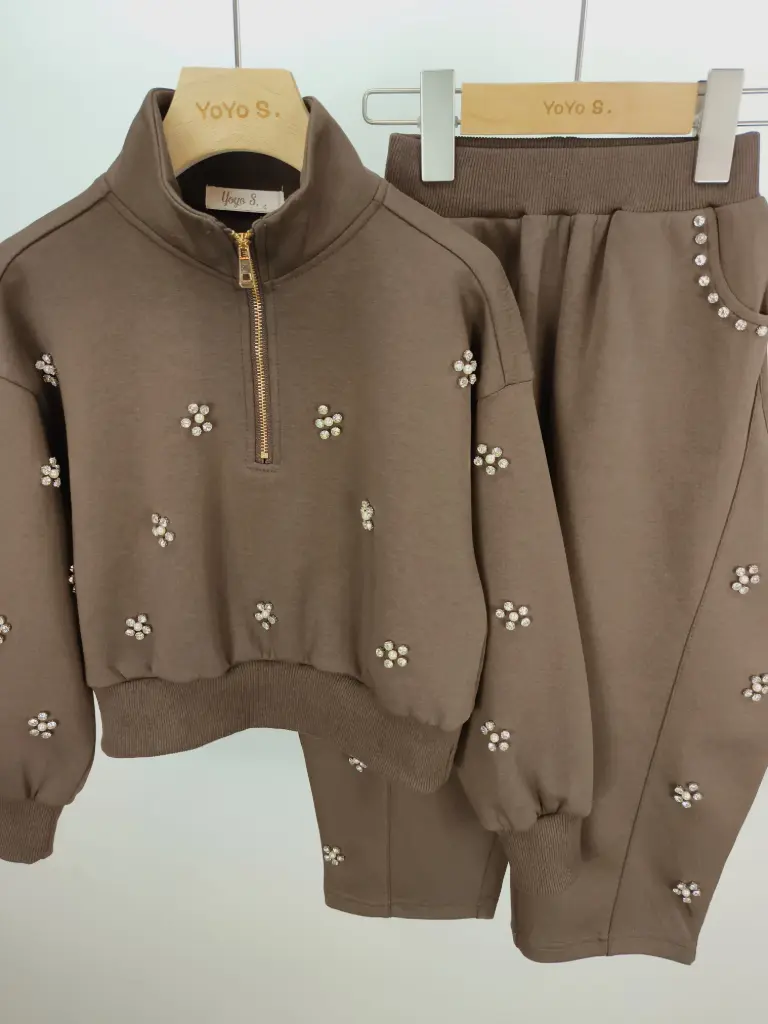 YOYO S - ENSEMBLE JOGGING STRASS MARRON (4 ans)