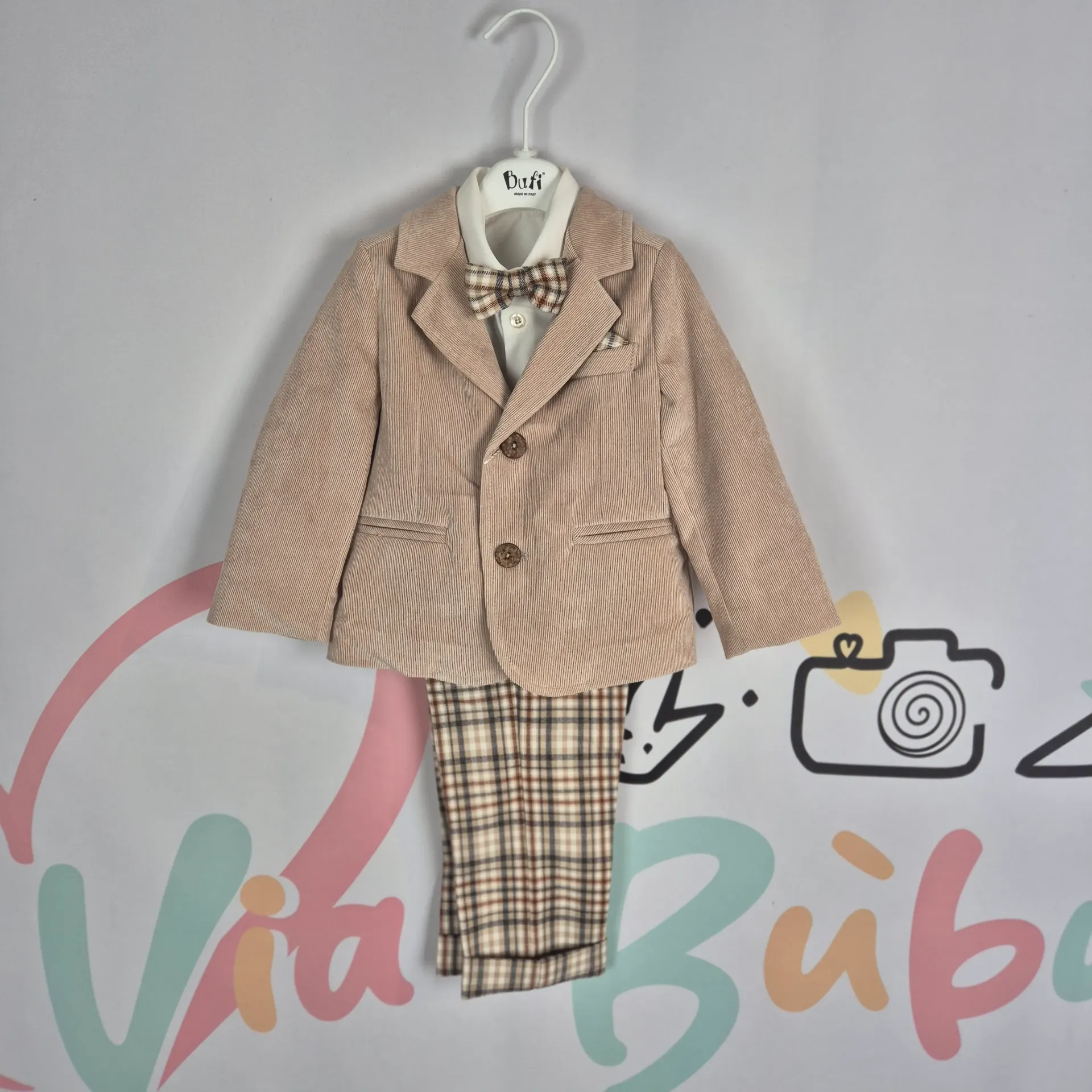 BUFI - COSTUME COMPLET BEIGE + CARREAUX