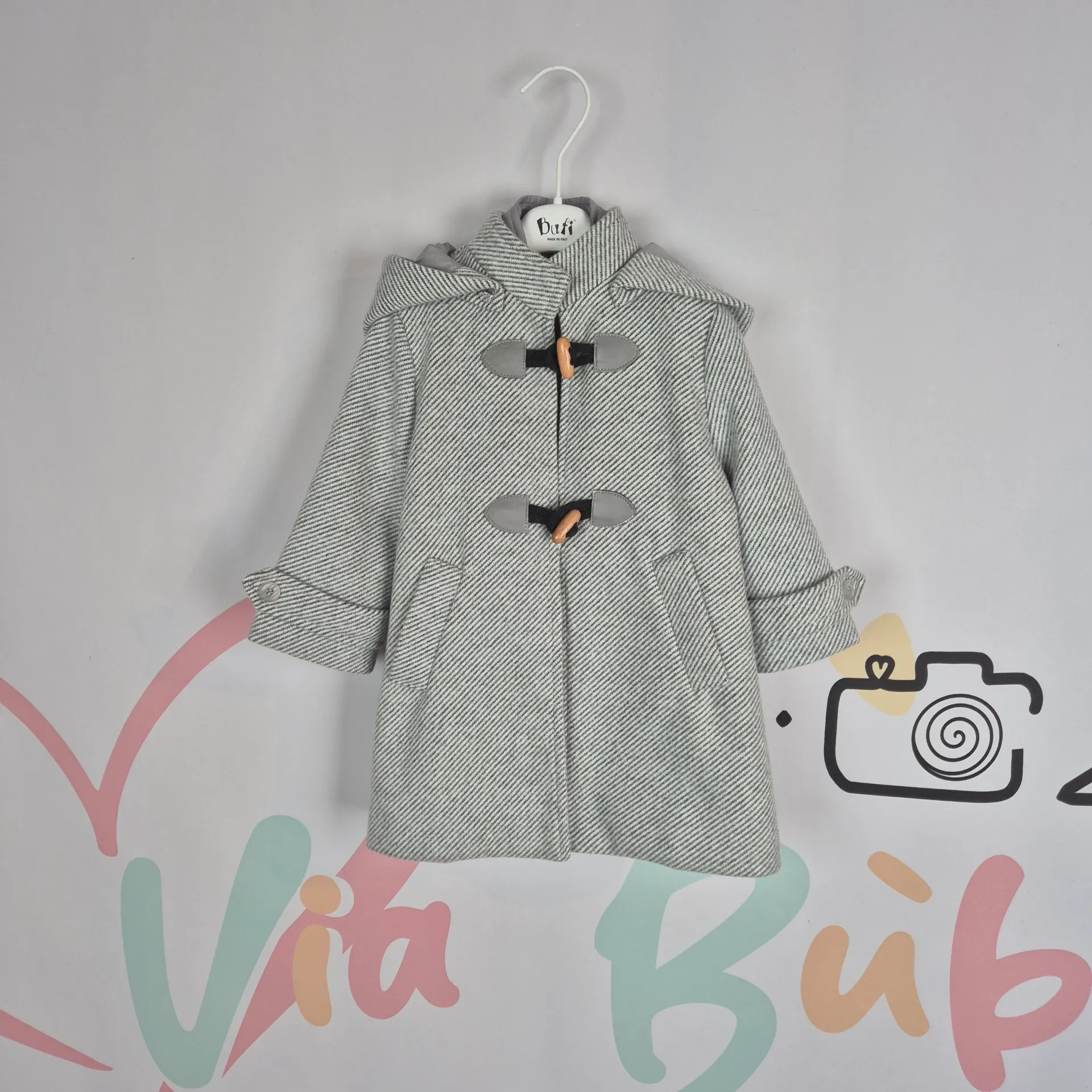 [M0424A-12] BUFI - MANTEAU A CAPUCHE GRIS  (12mois)