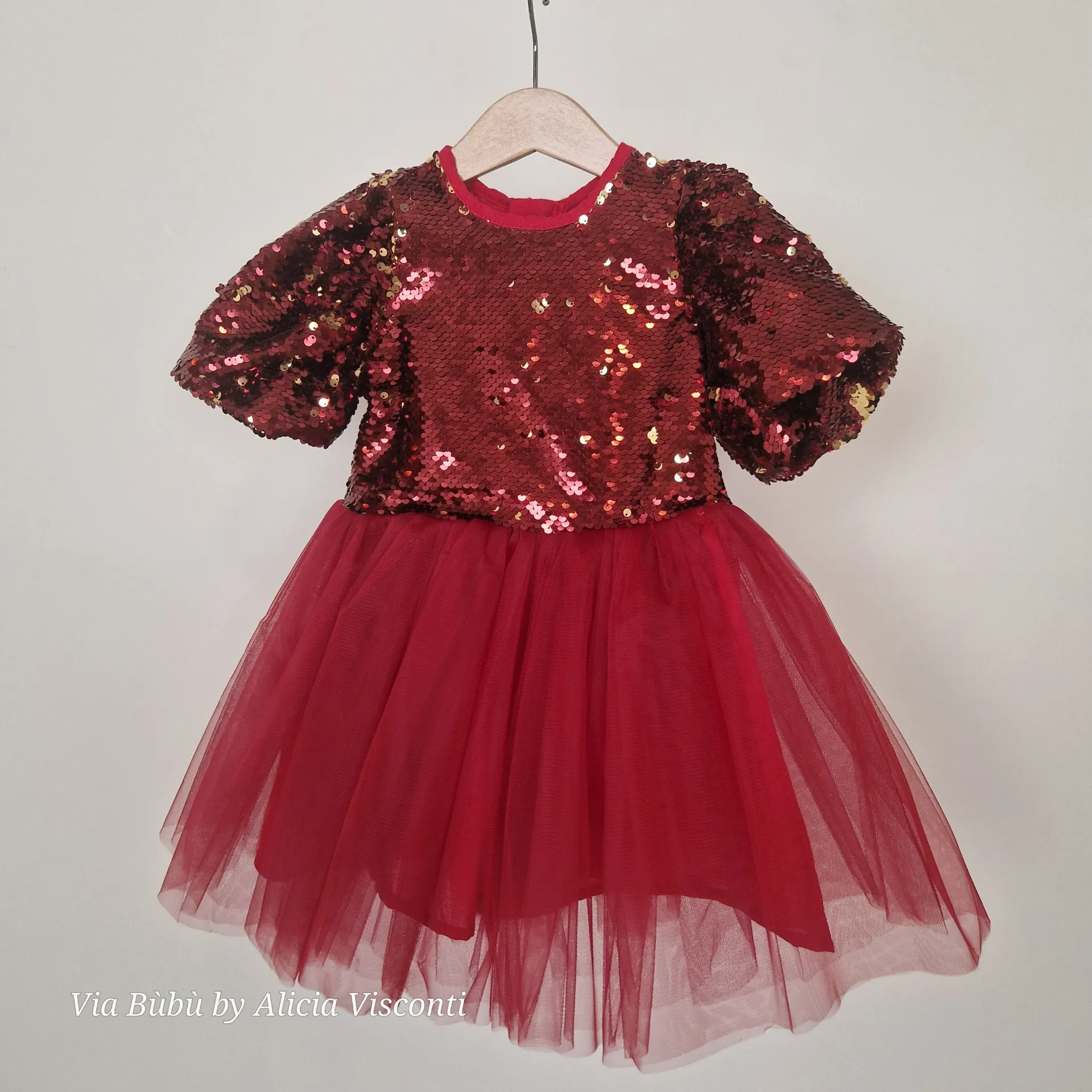 LARA - Robe Bordeau à sequins