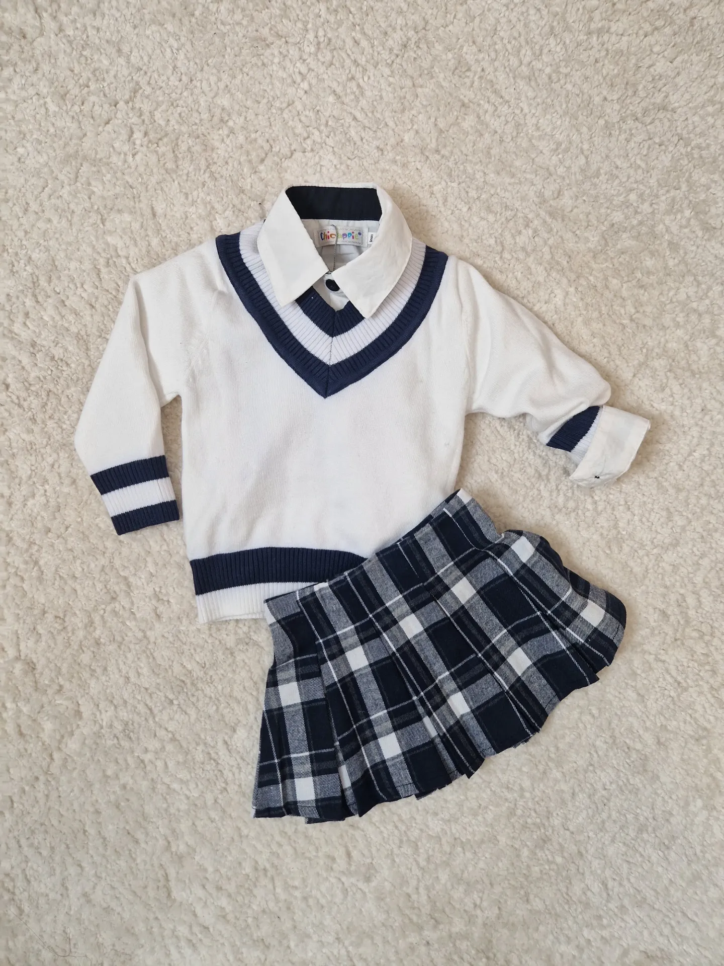 CHICAPRE - Ensemble Fille pull + jupe à carreaux (6 mois)