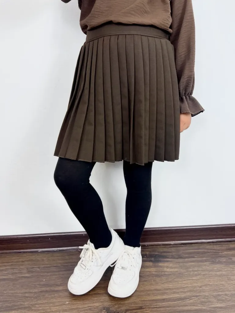 MINI MIGNON - JUPE PLISSÉ MARRON