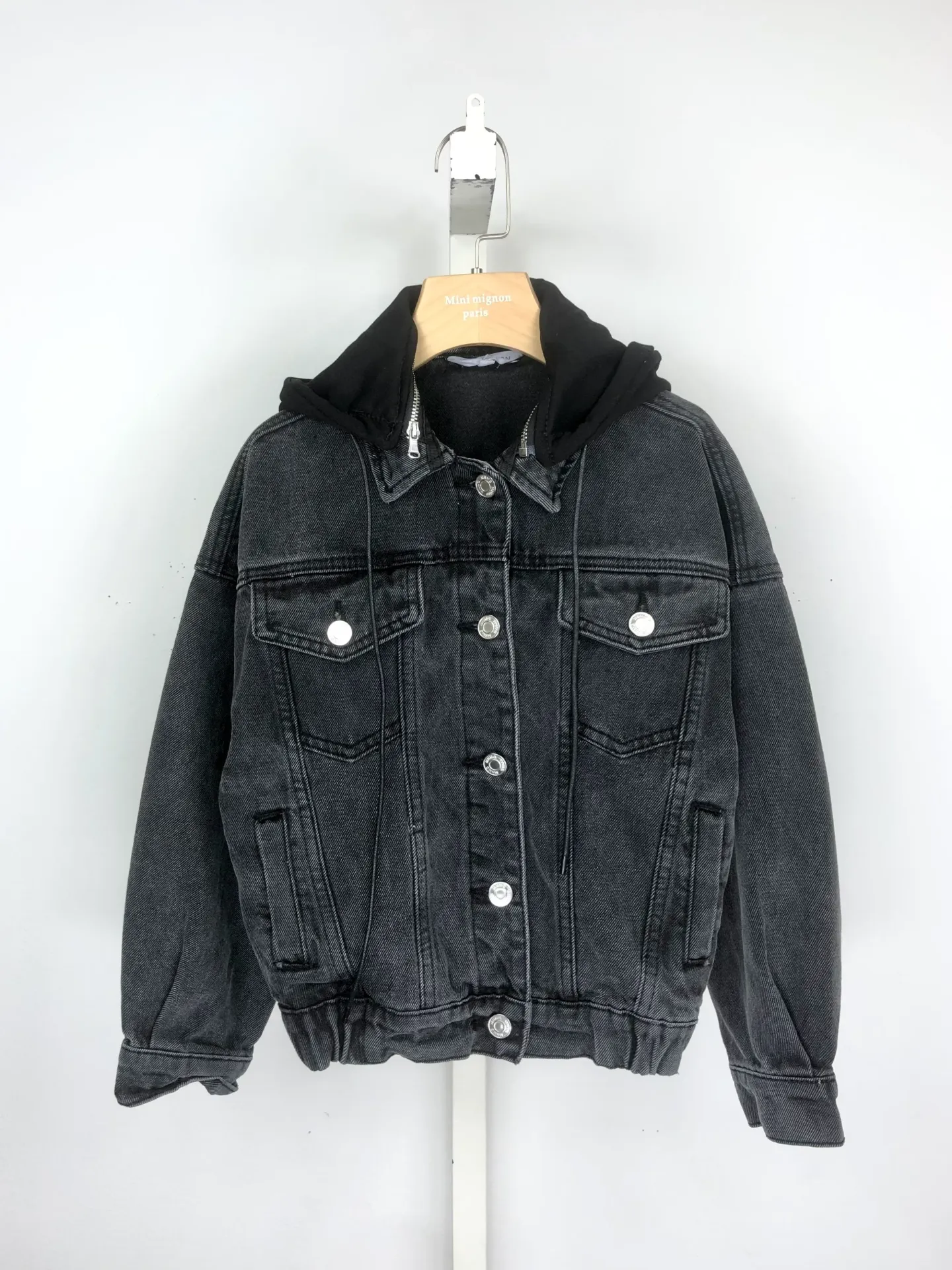MINI MIGNON - VESTE à capuche Denim Noir (4ans)