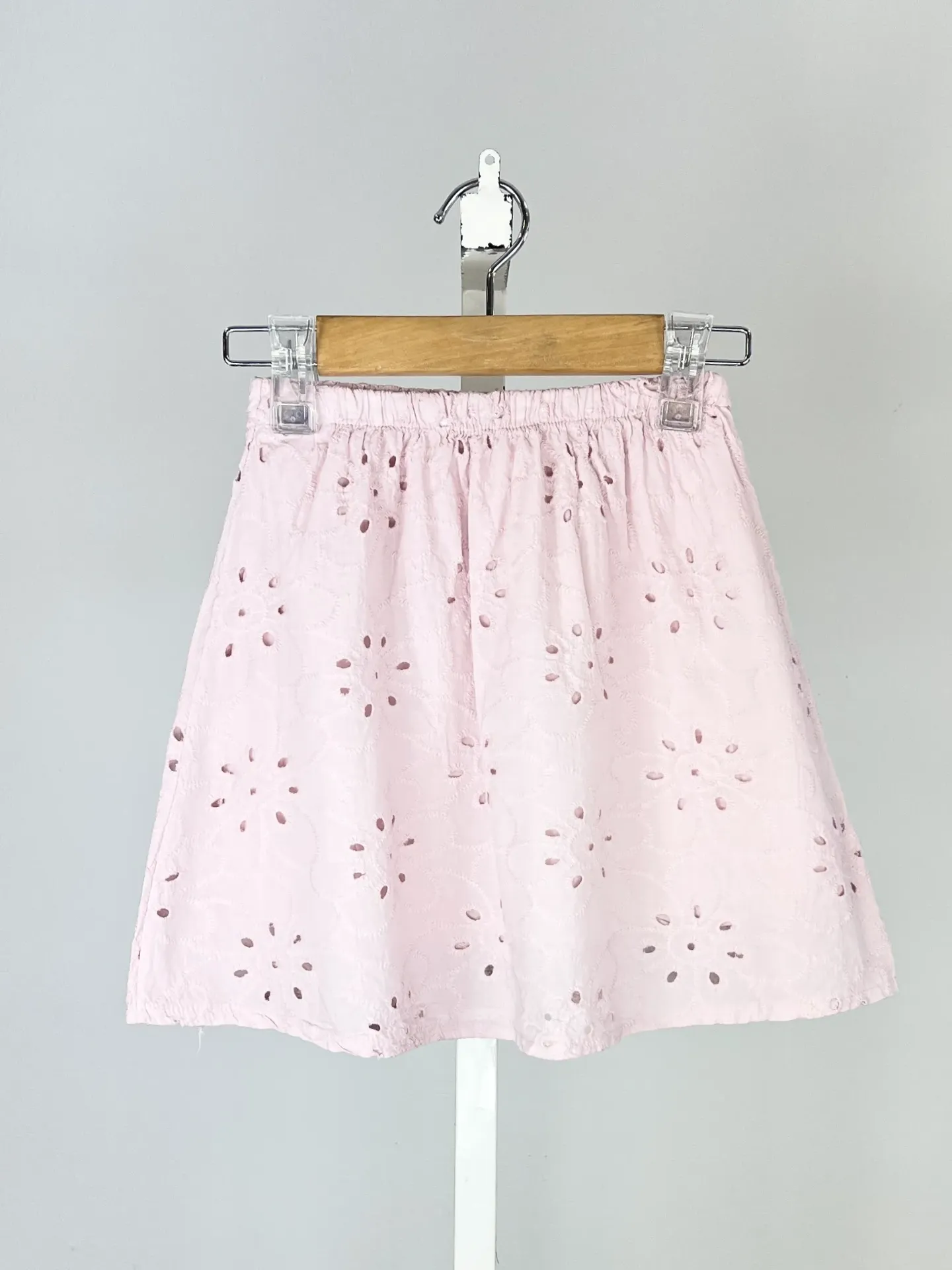 MINI MIGNON - Jupe Broderie Anglaise Rose Pale (4ans)