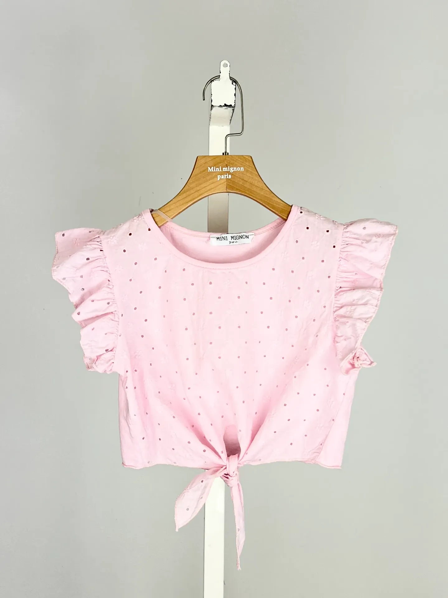 MINI MIGNON -  Blouse Broderie Anglaise Rose pale