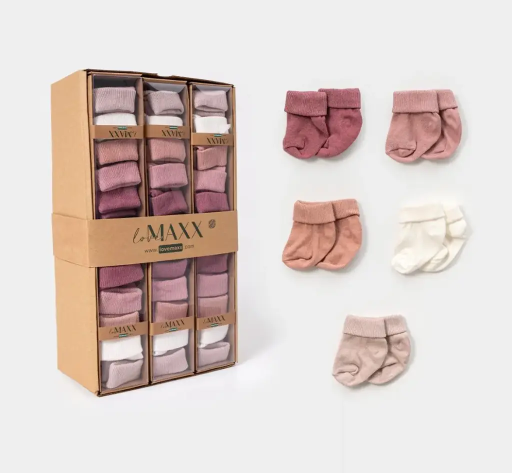 LARA - Boite Chausette Mixte Rose (0-3M)