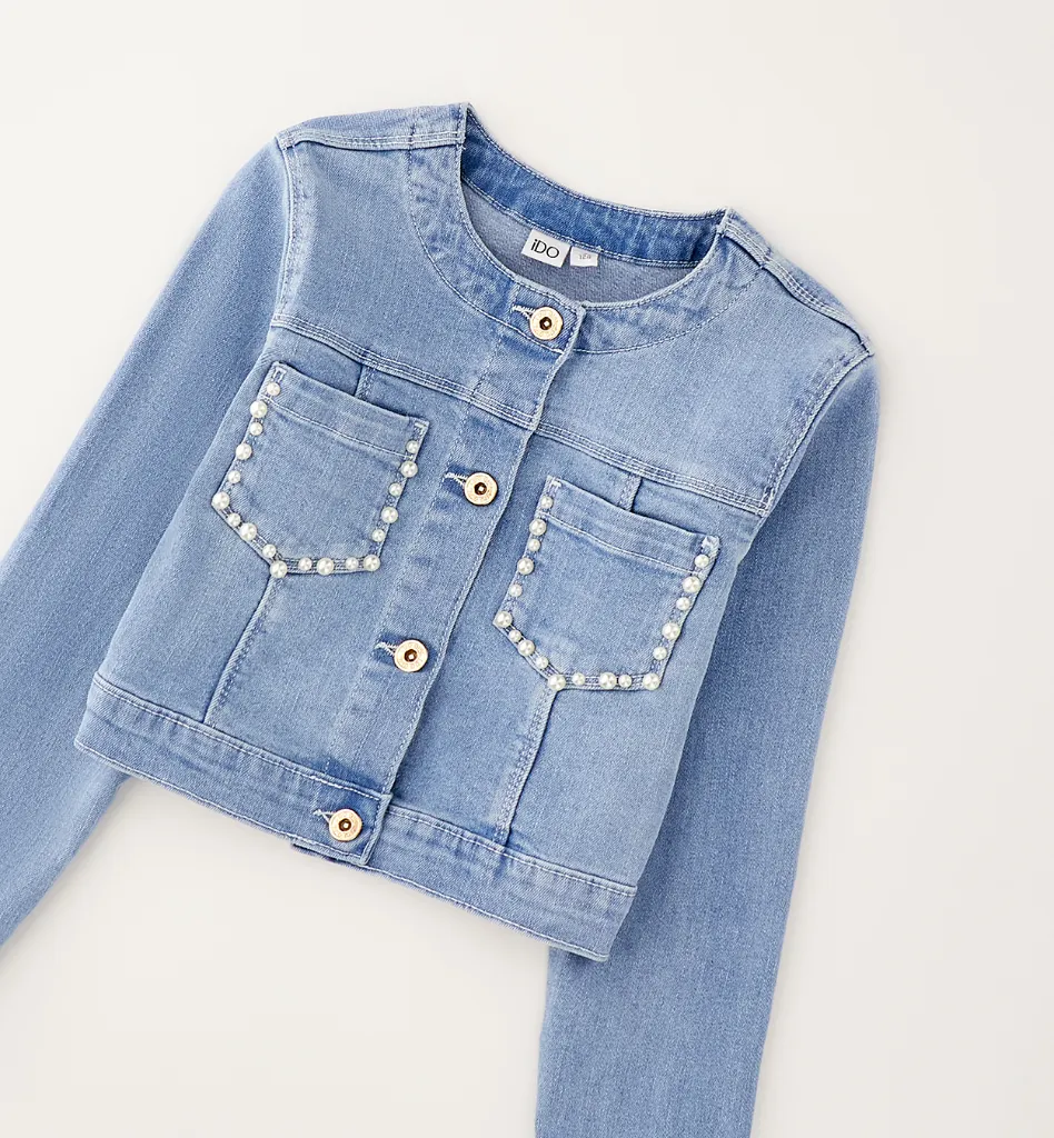 [4.G760.00] IDO - VESTE JEAN Perle (S (8ANS)