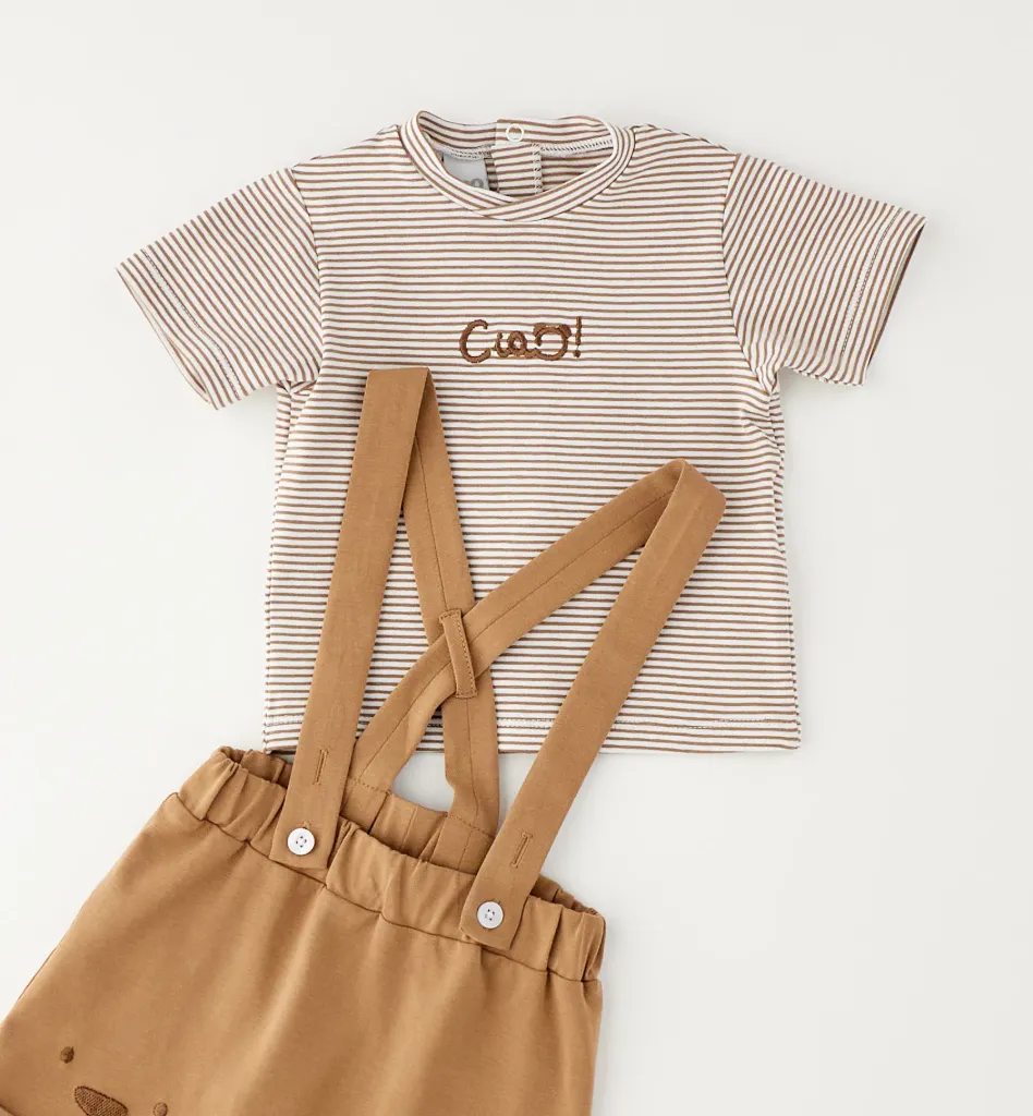 IDO - Ensemble BB short bretelle Brun & Beige