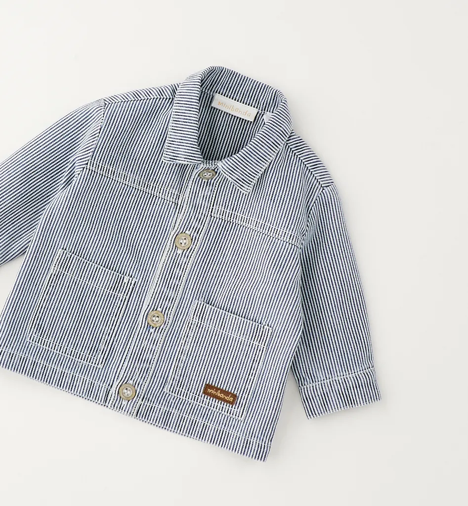 [3.G604.00] MINIBANDA - VESTE DENIM lignée Bleue-blanc (6 mois)